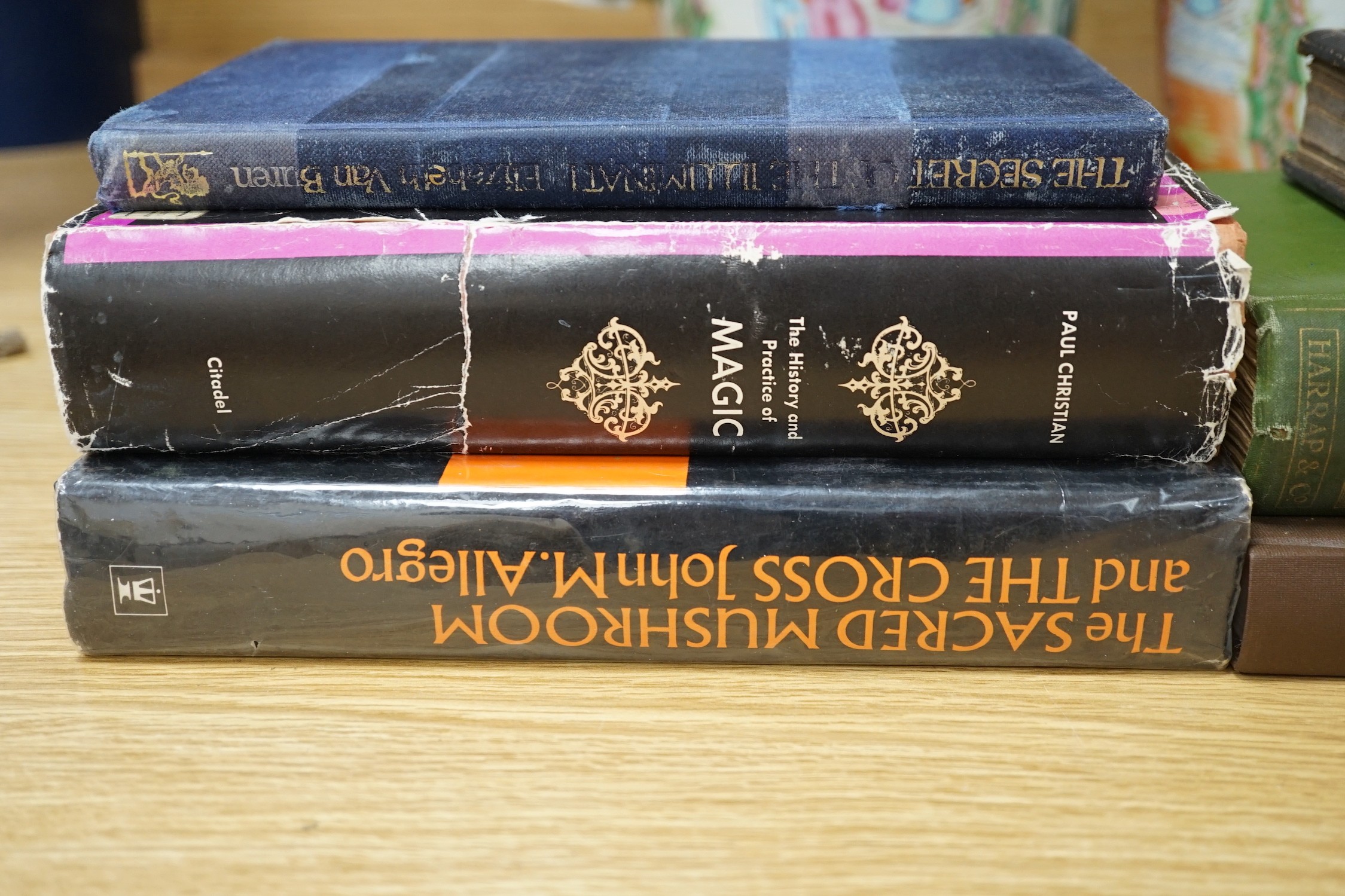 Allegro, John M. - The Sacred Mushroom and the Cross ... 1st edition. illus., d/wrapper, 1970: with a few miscellaneous books (incl. Christian's History & Practice of Magic (2 vols. in one, 1972) (6)